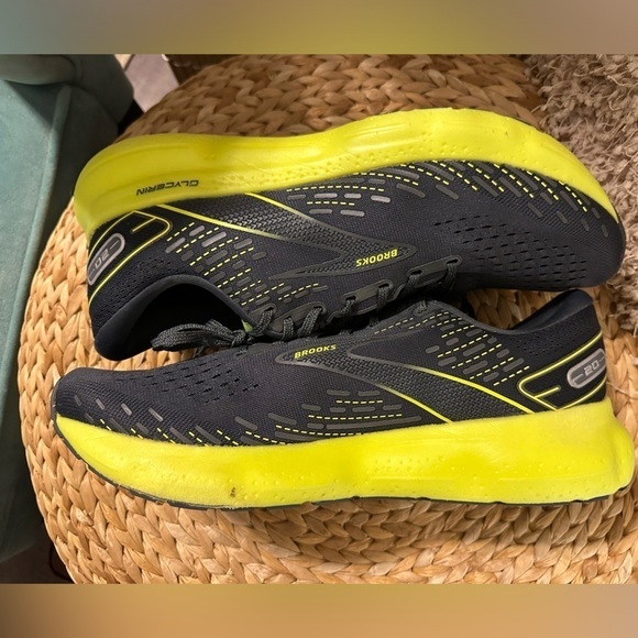 UEC BROOKS MEN’S Glycerin Black & Neon Running Shoes Sneakers Size 14 - Picture 7 of 11